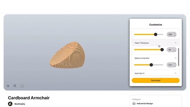 3D Parametric Armchair in BeeGraphy смотреть онлайн