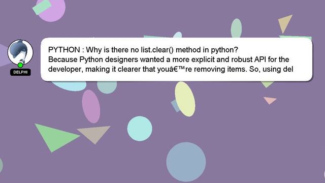 PYTHON : Why is there no list.clear() method in python? смотреть онлайн