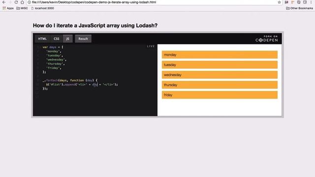 How to iterate a JavaScript array using lodash - Kevin Chisholm Video смотреть онлайн