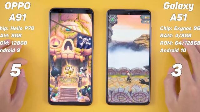 SPEEDTEST Galaxy A51 vs OPPO A91: Exynos 9611 10nm vs Helio P70 12nm смотреть онлайн