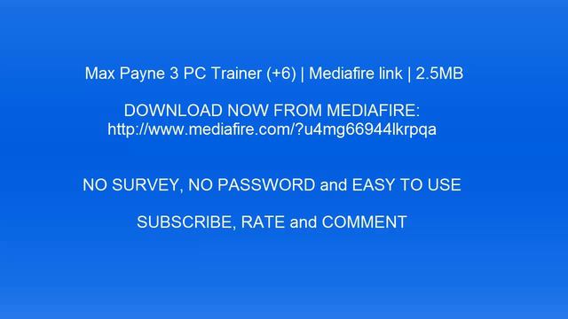 Max Payne 3 PC Trainer (+6) | Mediafire link | 2.5MB смотреть онлайн