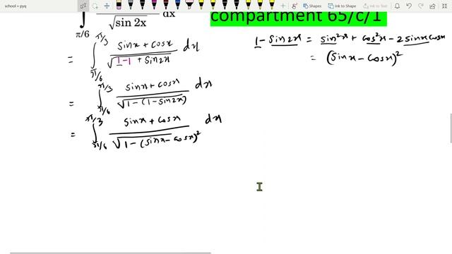 Evaluate:π/3 to π/6 , sin x + cos x /√sin 2x dx #cbseboard #pmi #pyq смотреть онлайн