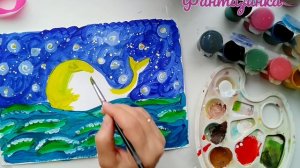 Ночной Кит (рисуем красками)