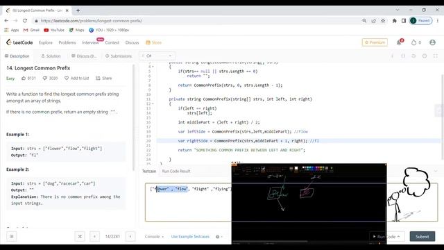 LeetCode 14 - Longest Common Prefix - C# - Solution смотреть онлайн