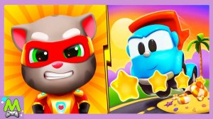 Говорящий Том Погоня Героев vs Лёва-Грузовичок.Супергерой против Машинок.Кто Быстрее