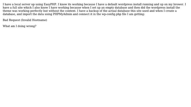 Wordpress: Bad Request (Invalid Hostname) on working server, database problem смотреть онлайн