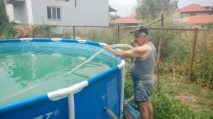 Каркасный бассейн Intex 457х122 см, сливаем воду без насоса.