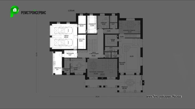 Проект дома в современном стиле. Дом с гаражом, террасой, бассейном и сауной. Архион М-403 смотреть онлайн