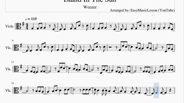 Viola Sheet Music: How to play Island In The Sun by Weezer смотреть онлайн