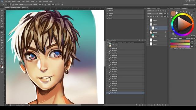 Digital Art from Pencil Sketch【Photoshop Speedpaint】 смотреть онлайн