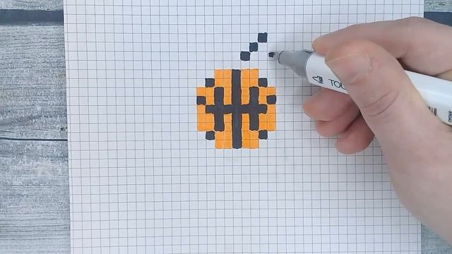 Как рисовать по клеточкам БАСКЕТБОЛЬНЫЙ МЯЧ / Рисунки по клеточкам - спорт pixel art смотреть онлайн