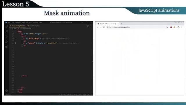 Interactive web animation. Mask animation [Mice & Flashlight]. JavaScript tutorial. смотреть онлайн