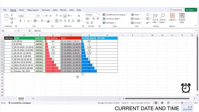 Excel - Date and time function - NOW - returns the serial number of the current date and time смотреть онлайн