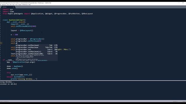 How to use QProgressBar Widget in PyQt5 смотреть онлайн