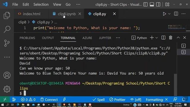 How to request input from user keyboard in Python - Prompts (#8) смотреть онлайн