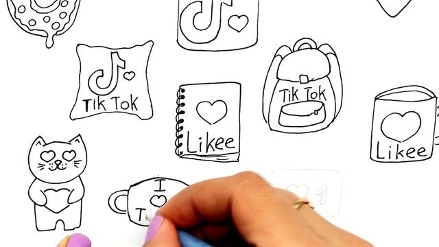 Как сделать Наклейки Тик Ток и Likee своими руками  Без клея  Рисунки Юльки DIY