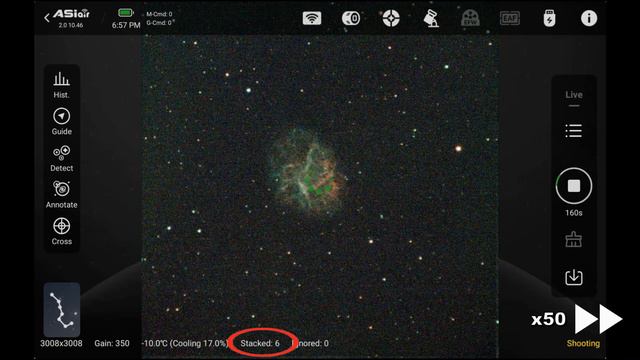 Live Stack of M1: Crab Nebula without Amp-glow using ASi533MC Pro and MAK127. смотреть онлайн