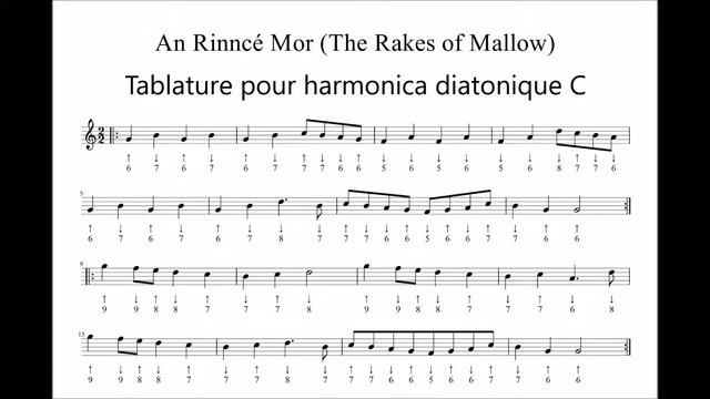 Tablature harmonica C - The Rakes of Mallow - смотреть онлайн