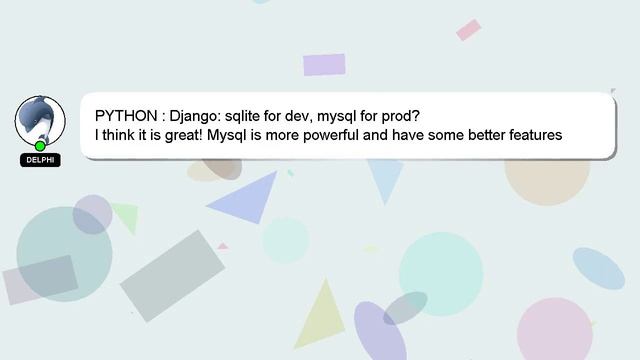 PYTHON : Django: sqlite for dev, mysql for prod? смотреть онлайн