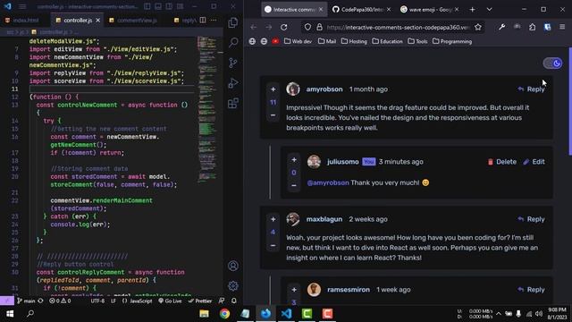 Nested Comment Section | MVC pattern | Frontend Mentor | Solution | CodePapa360 #frontendmentor #cs смотреть онлайн