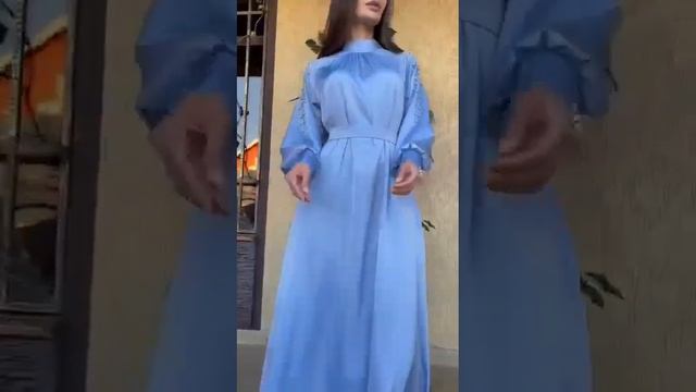 Красивое вечернее платье небесно-голубого цвета смотреть онлайн