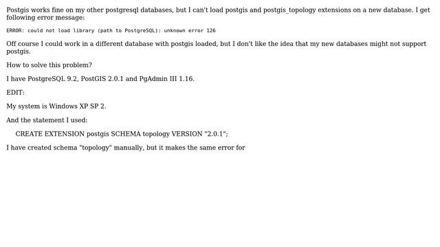 GIS: PgAdmin cannot load postgis for a database смотреть онлайн