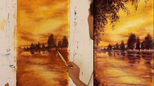 Как рисовать маслом — уроки живописи маслом. ПОЛНЫЙ урок ЗОЛОТОЙ ЗАКАТ. Как рисовать.