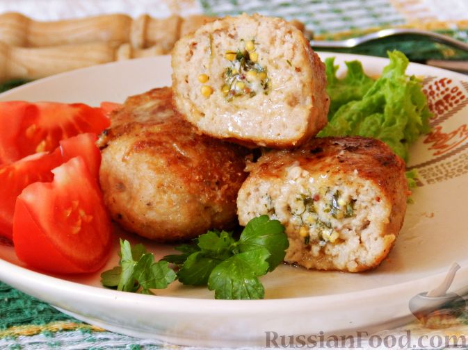 Загадочные котлеты.
КОТЛЕТЫ ИЗ СВИНИНЫ, С ГОРЧИЧНЫМ МАСЛОМ