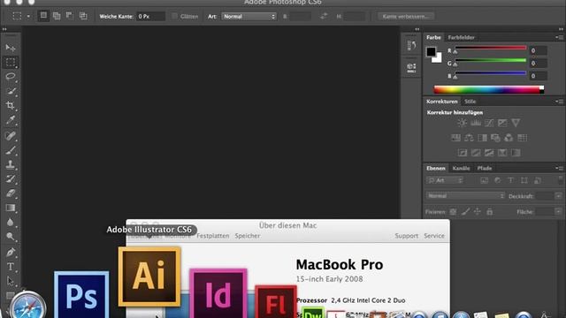 MacBook Pro 4.1 early 2008 SSD Photoshop Illustrator InDesign CS6 hochfahren starten смотреть онлайн