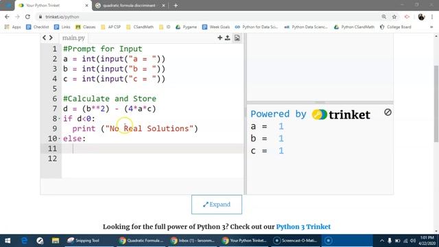 Python Day 22: Programming the Quadratic Formula and Reverse Factoring смотреть онлайн