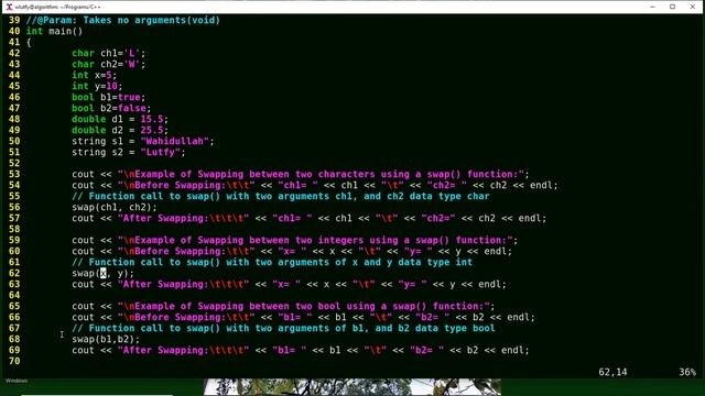 Write C++ swap Overloading Function on Data Types char,int,boolean,double, and string смотреть онлайн