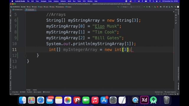 ( Java 2020 ) ANDROİD STUDİO-da JAVA dərsləri. JAVA təməlləri. #2 ARRAYS 1/2 ( JAVA BASİCS ) смотреть онлайн