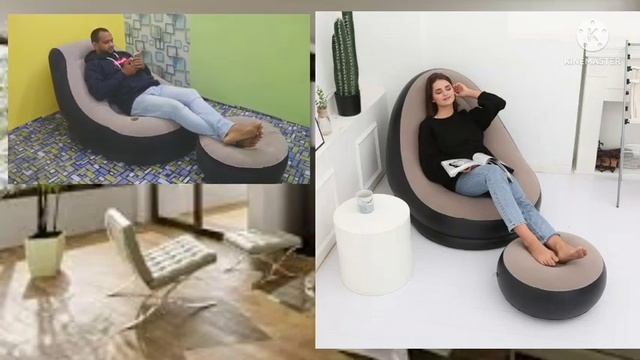Надувное садовое кресло с пуфиком Air Sofa Comfort zd-33223, велюр, 76*130 см купить на torg24 смотреть онлайн