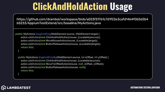 org openqa selenium interactions ClickAndHoldAction with example смотреть онлайн