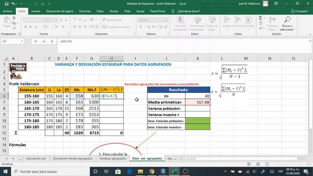 Varianza y Desviación estándar para datos agrupados en Excel смотреть онлайн