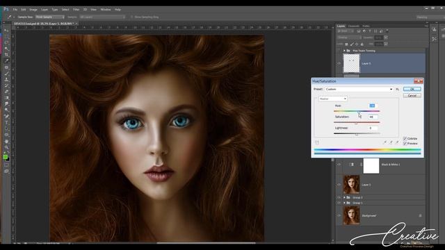 Lesson. Art Processing Doll Face