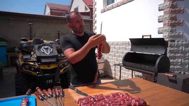 SALMON on the GRILL. SKEWERS of FISH. смотреть онлайн