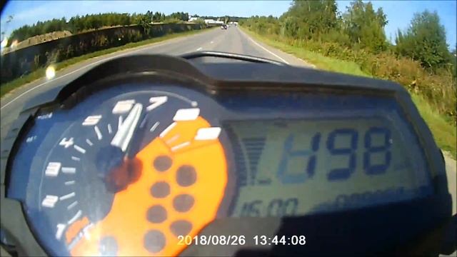Разгон KTM DUKE 690 R 0-100 км/ч 0-200 км/ч