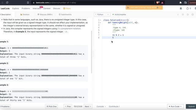 Leetcode #191. Number of 1 Bits Solution - Blind 75 Leetcode Questions смотреть онлайн