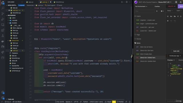 08 - User authentication with Flask-JWT-Extended - 010 How to add logout to the REST API смотреть онлайн