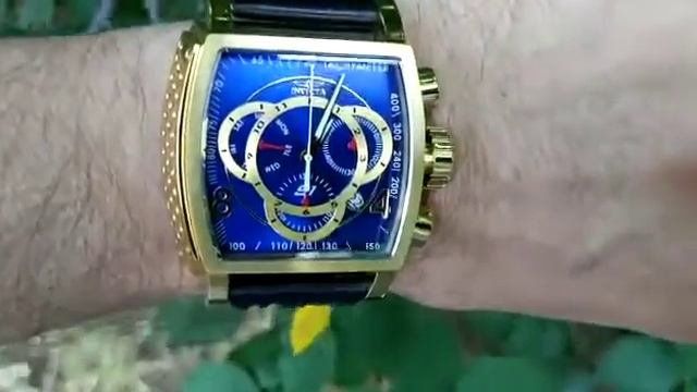 Часы мужские Invicta S1 Rally цвет золото-синий. Диаметр 48мм. Кожаный ремешок в полоску. цена 250$ смотреть онлайн