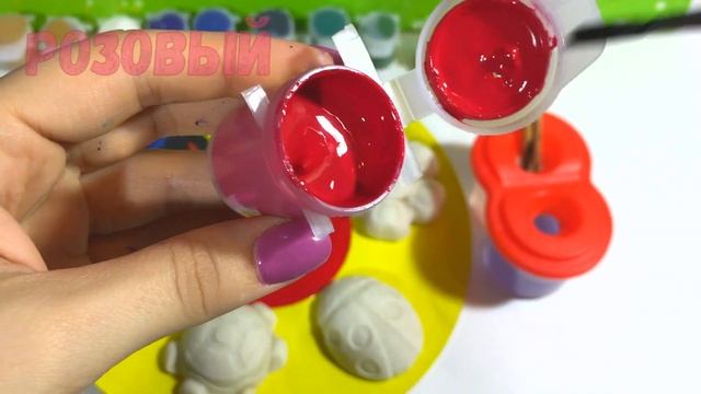 Изучаем цвета. Раскрашиваем фигурки из соленого теста. Видео для малышей. Learn colors. смотреть онлайн