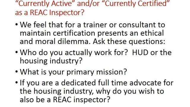 Selecting a UPCS/REAC Trainer - Should They be HUD Certified? смотреть онлайн
