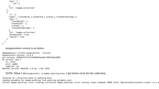 Import indexes from MongoDB v2.4 to MonDB v3.6.4 смотреть онлайн