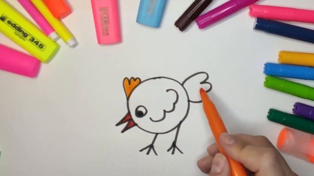 *ЦЫПЛЁНОК* Как легко и просто нарисовать ЦЫПЛЕНКА, идеи для срисовки. Draw a chicken. смотреть онлайн