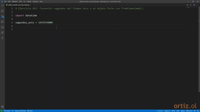 Python - Ejercicio 663: Convertir Segundos del Tiempo Unix en un Objeto Fecha con fromtimestamp() смотреть онлайн