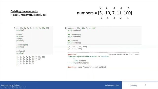 Python List Methods - pop(), remove(), clear() смотреть онлайн