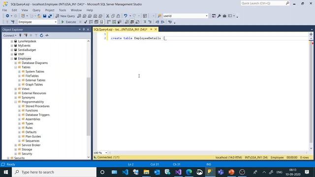 3 Create Table in Microsoft SQL Server Using a Script смотреть онлайн