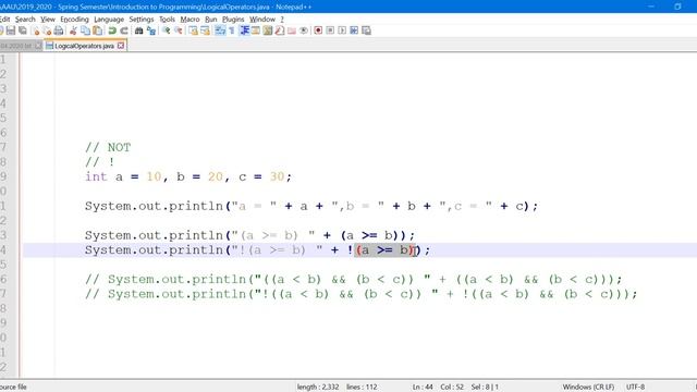 Java Logical Operators (!) смотреть онлайн