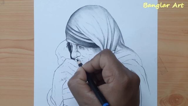 How to Draw Mother Teresa easy Pencil Sketch смотреть онлайн